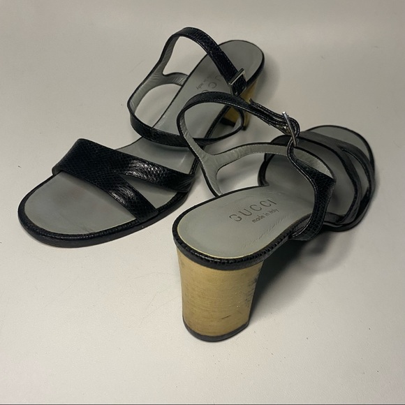 Gucci Black Block Heel Ankle Strap Sandal - Picture 13 of 16